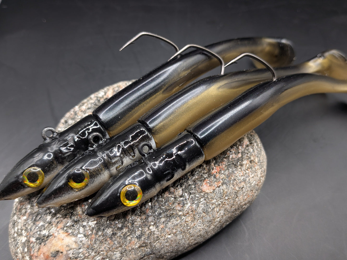 1 X 50g Immitation Sandeels soft plastic handmade lures in black and gold