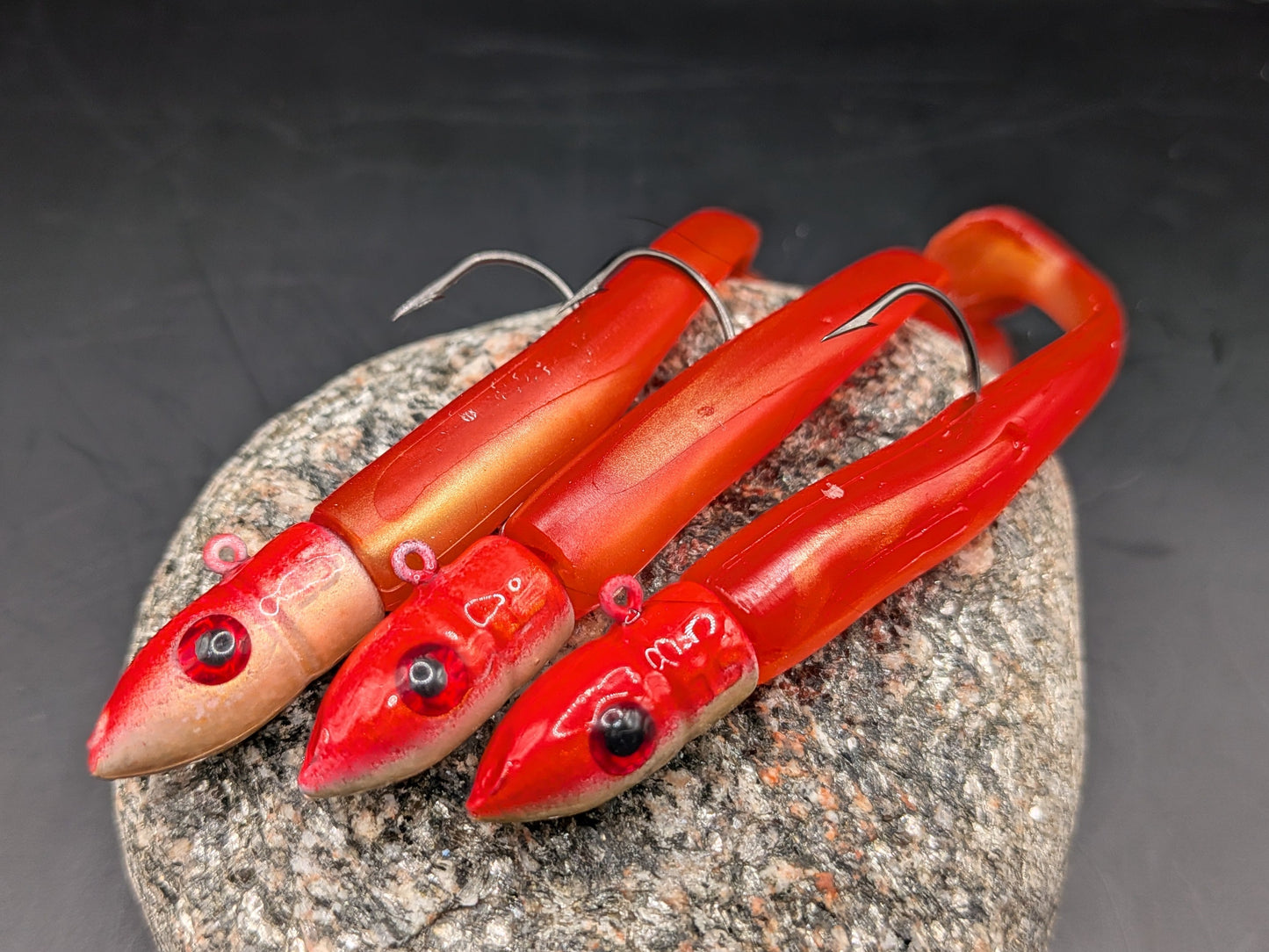 1 X 15g immitation sandeel soft plastic handmade lures in blood red and gold