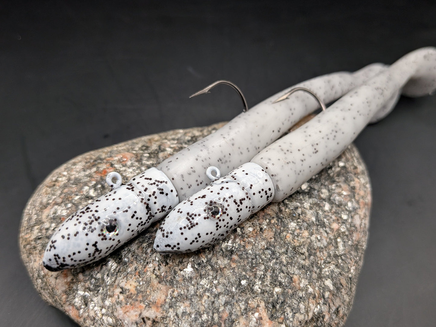 1 X 30g Immitation Sandeels soft plastic handmade lures in Dalmatian(white with black fleck)