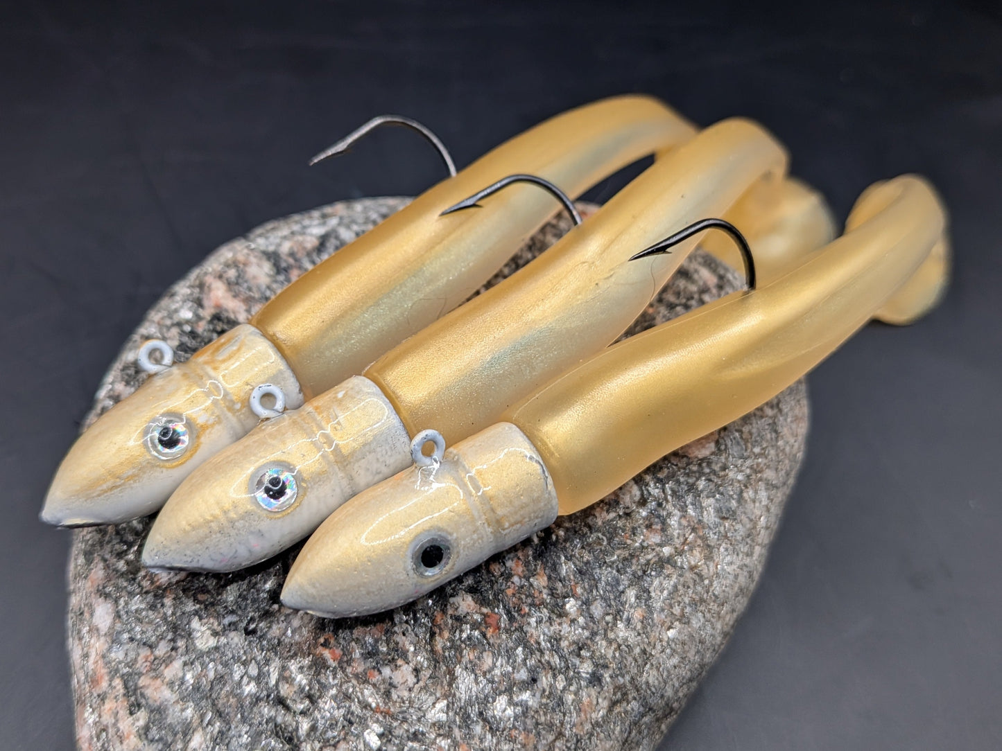 1 X 25g Immitation Sandeels soft plastic handmade lures in natural gold and pearl