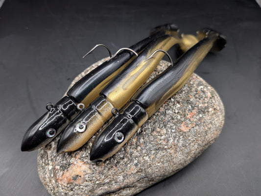 1 X 30g Immitation Sandeels soft plastic handmade lure in black and gold