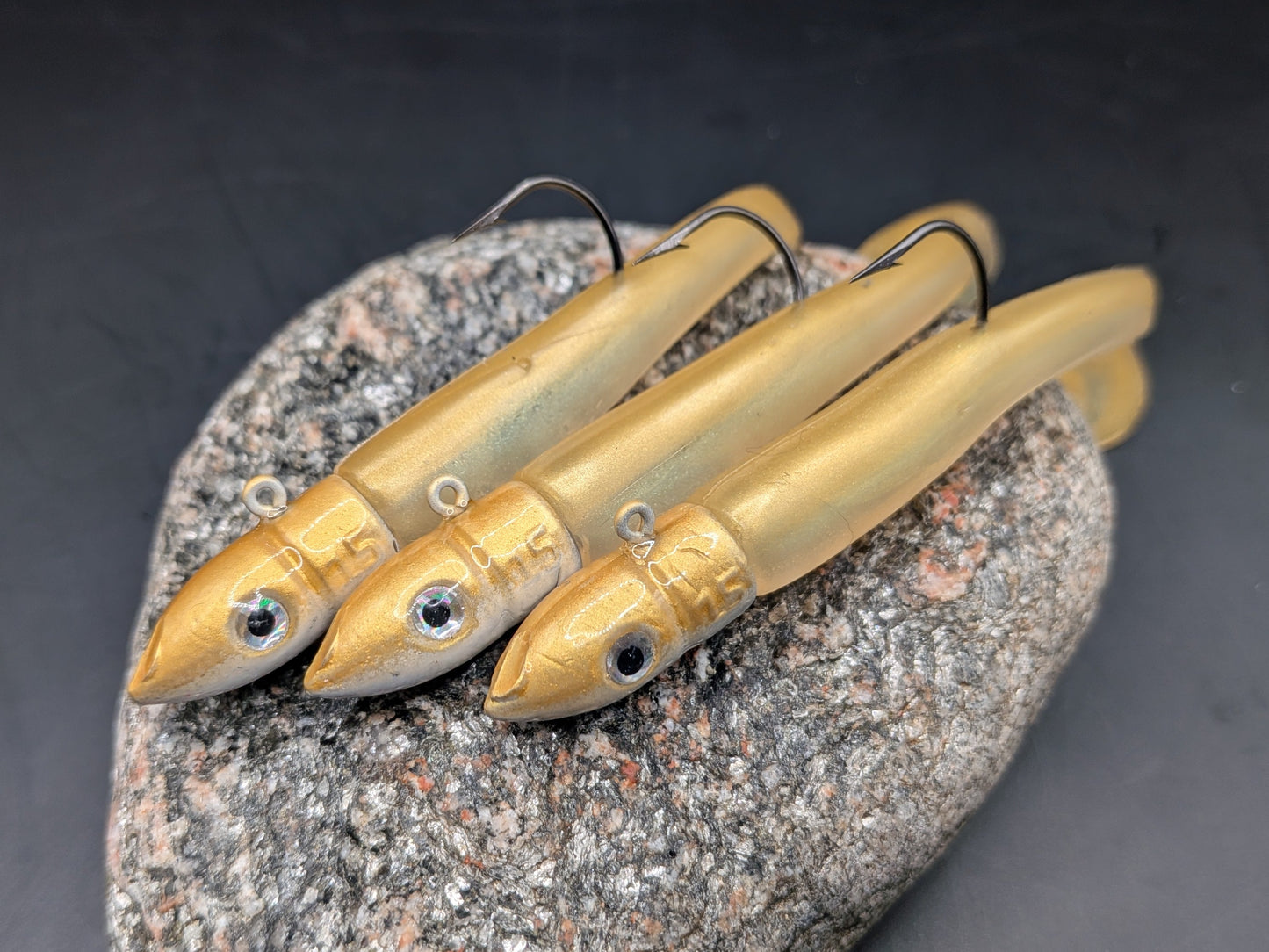 1 X 15g immitation sandeel soft plastic handmade lures in natural gold and pearl