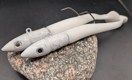 50g Sandeel soft plastic lures in pure white x1