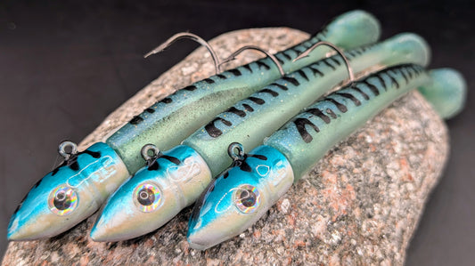 Limited edition Glow in the dark mackerel pattern soft plastic Sandeel lure