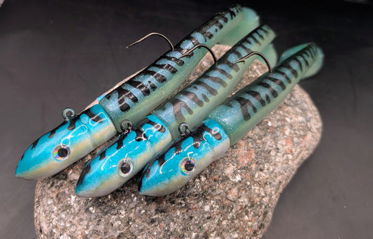 Limited edition Glow in the dark mackerel pattern soft plastic Sandeel lure