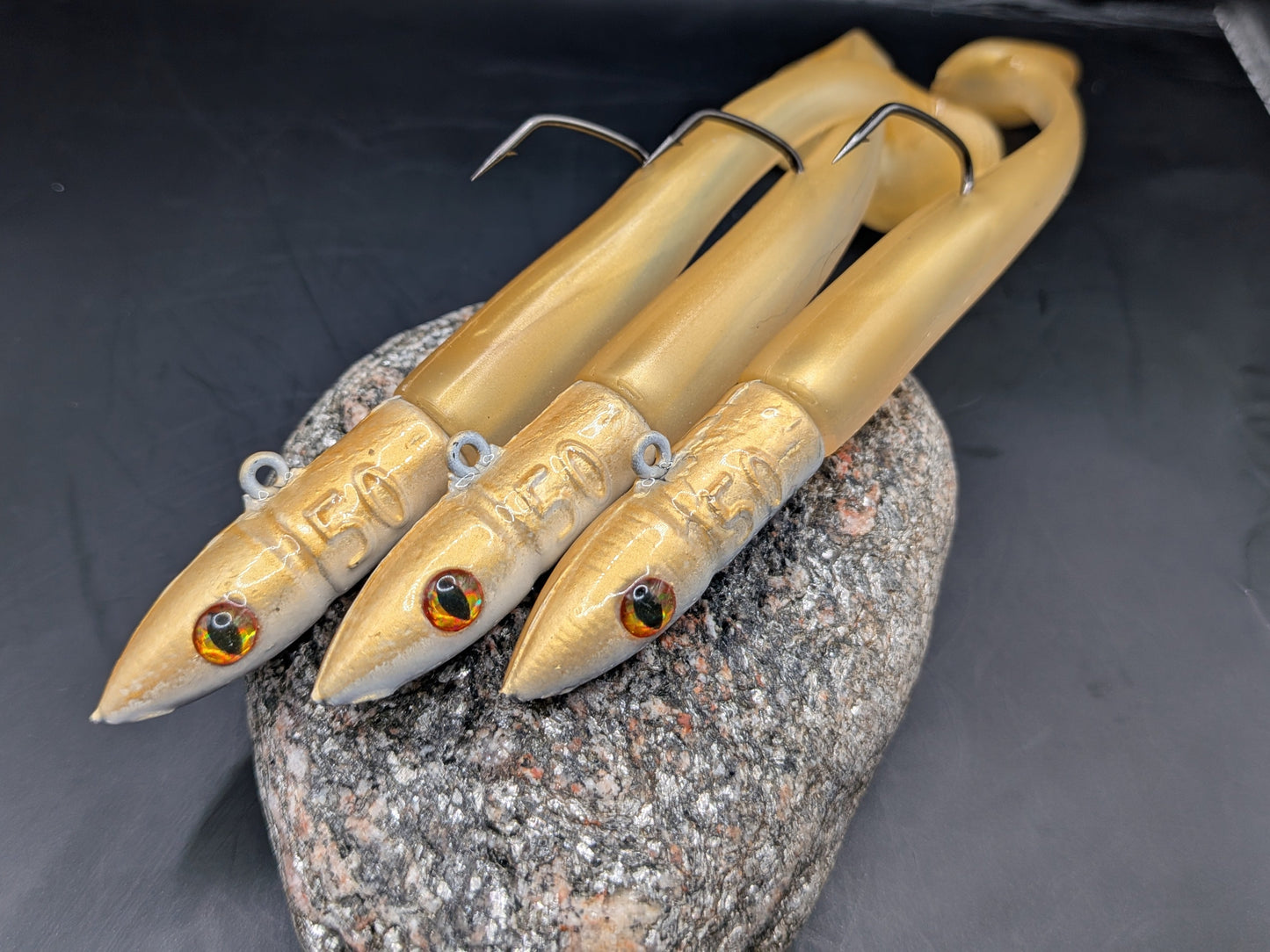 1 X 50g Immitation Sandeels soft plastic handmade lures in natural gold and pearl