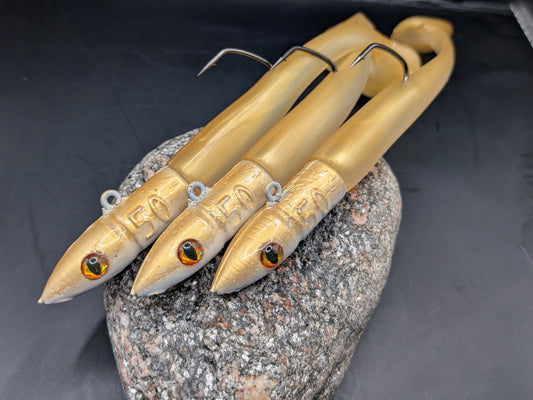 1 X 50g Immitation Sandeels soft plastic handmade lures in natural gold and pearl