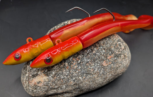 50g Sandeel soft plastic lure in rhubarb and custurd x1