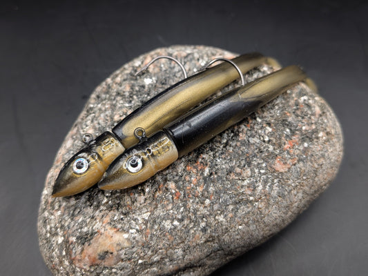1 X 15g immitation sandeel soft plastic handmade lures in black and gold